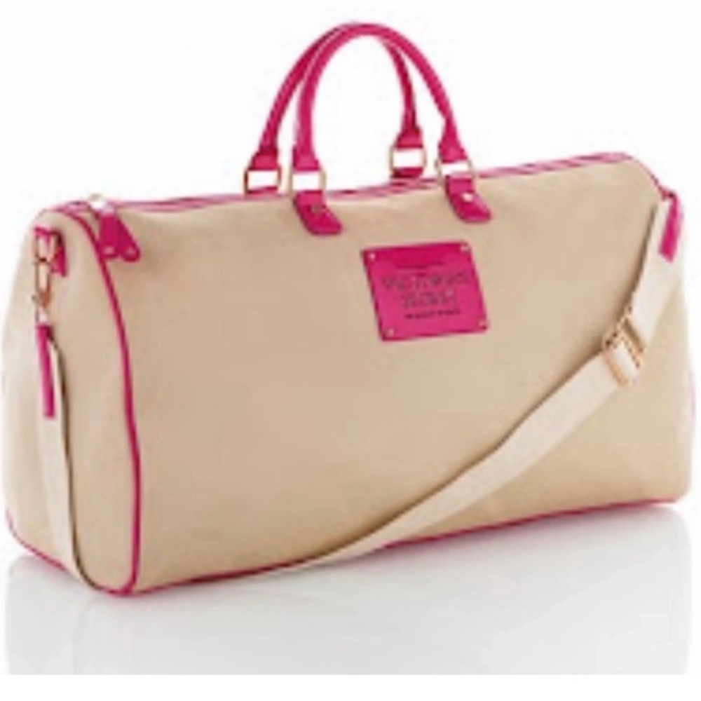 Victoria's Secret Pink and Tan Travel Bag